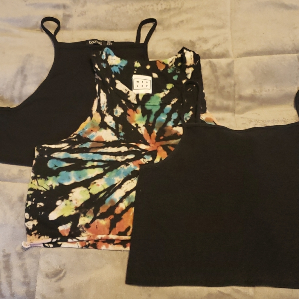 3 cropped tank tops size large